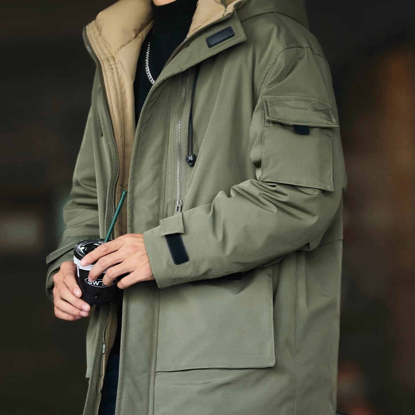 フード付 ミドル丈 ダウンジャケット（3Colors）251000