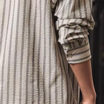 テクスチャー ストライプ 長袖シャツ（2Colors）260119