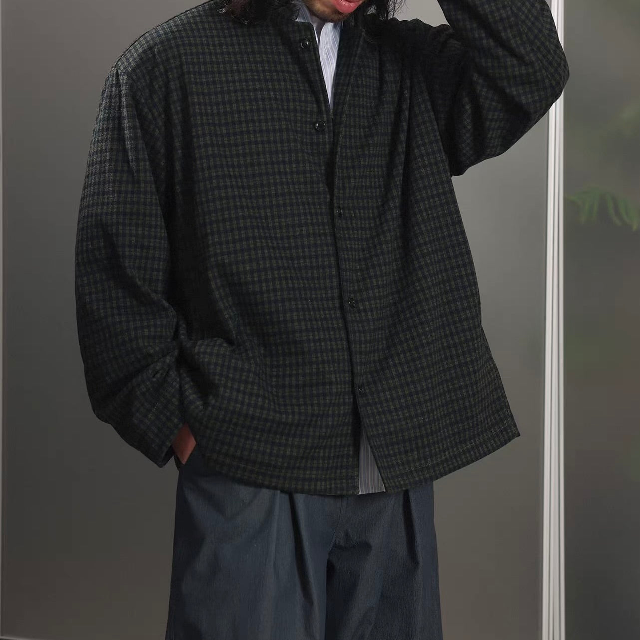 チェック スタンドカラー ライトジャケット（2Colors）260160
