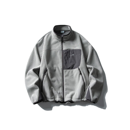 パッチポケット付 スタンドカラー フリースジャケット（5Colors）250730