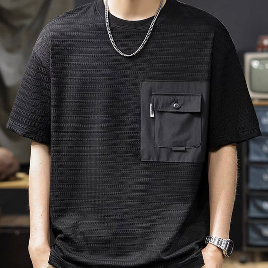 パッチポケット付 テクスチャーTシャツ（2Colors）250617