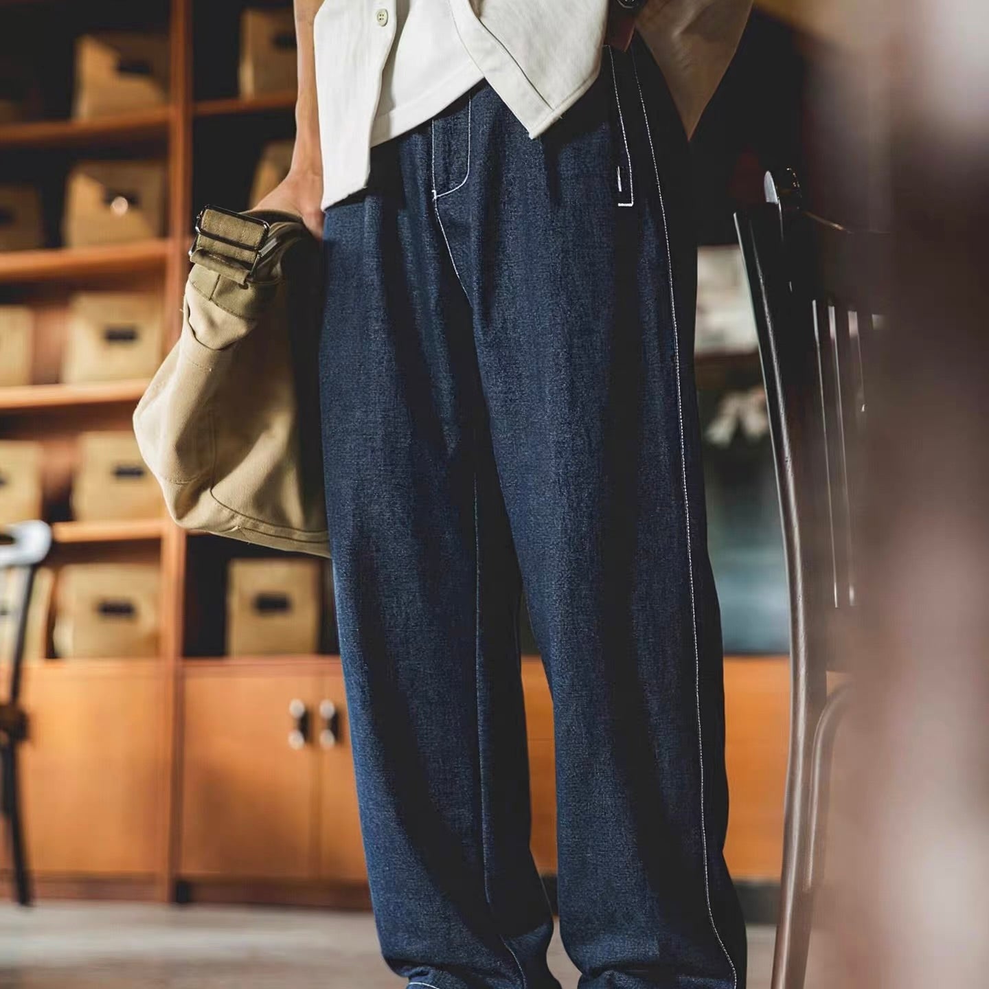 アクセントステッチ ソフトデニムパンツ（1Color）260257