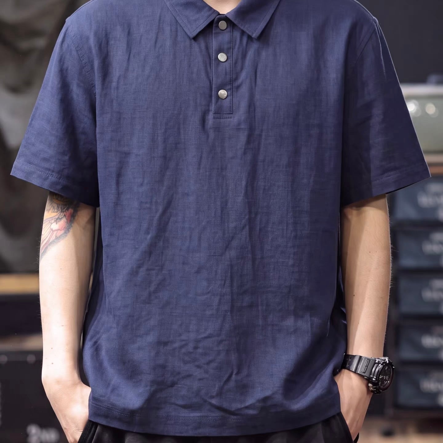 軽量 リネン混 半袖ポロシャツ（3Colors）260599