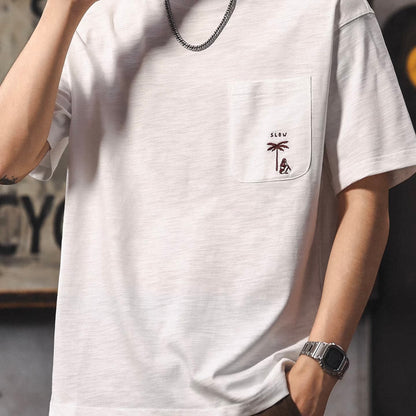 バケーションイラスト刺繍 半袖Tシャツ（2Colors）260339