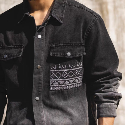 エスニック柄 グラデーション デニムシャツ（1Color）260211