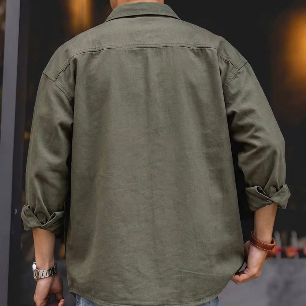 ワンポイントロゴ デザインステッチ ワークシャツ（4Colors）260212