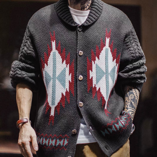 ネイティブ柄 ショールカラーカーディガン（1Color）251079