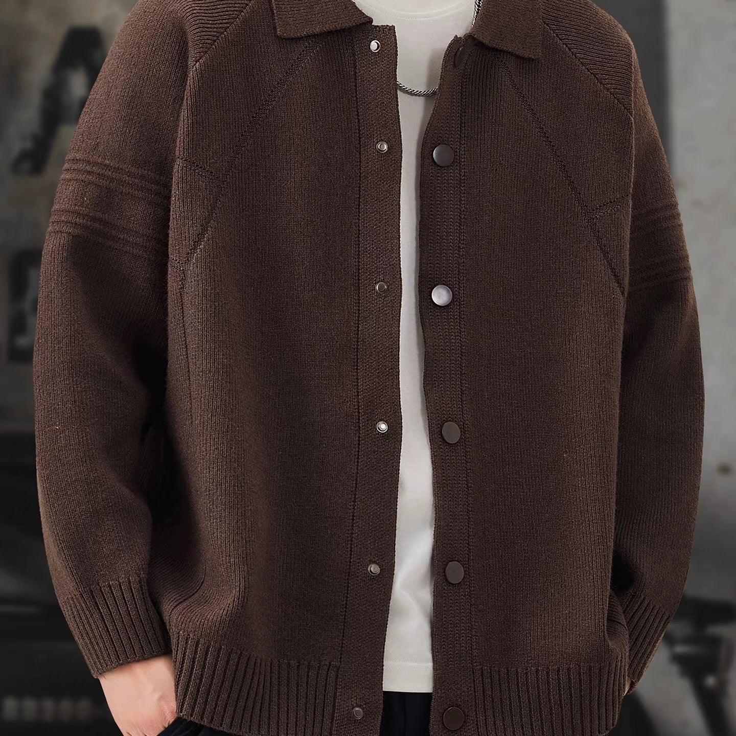 襟付き シンプル ニットカーディガン（3Colors）251072