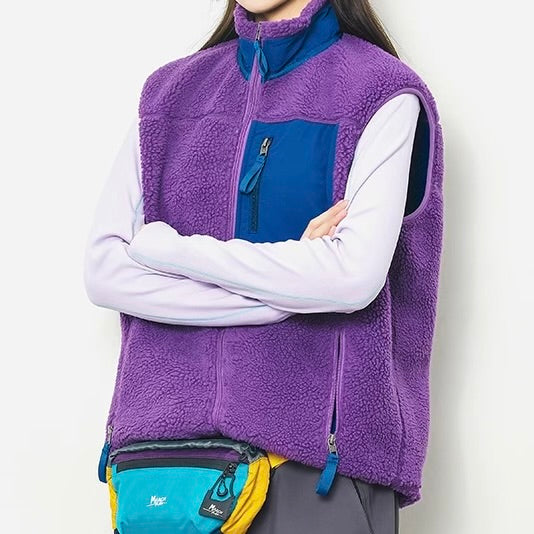 アクセントカラー スタンドネック ボアベスト（3Colors）250986