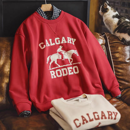 レトロプリント 裏起毛 スウェットプルオーバー（2Colors）260012