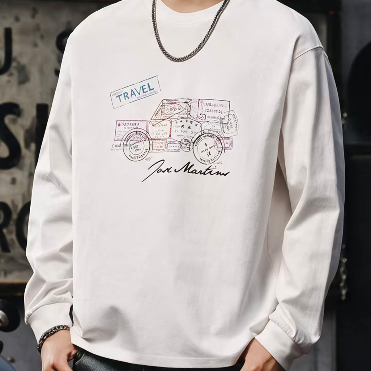 ヘビーウェイト 車モチーフ 長袖Tシャツ（1Color）260750