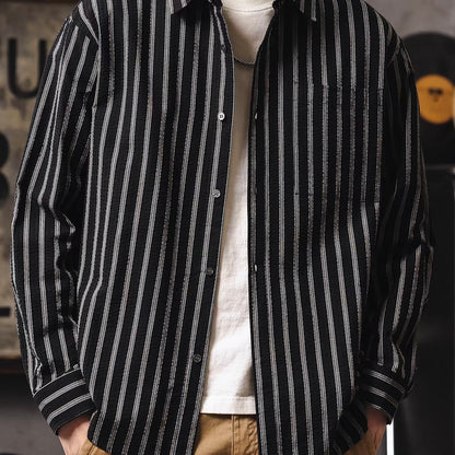 ストライプ 長袖 レトロシャツ（2Colors）260173