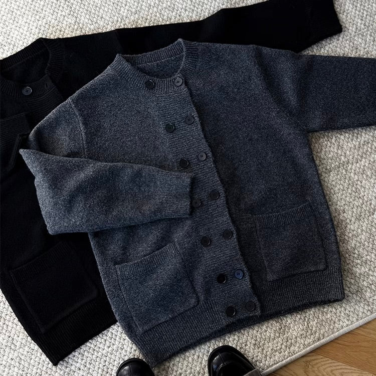 ダブルボタン デザインニットカーディガン（2Colors）250950