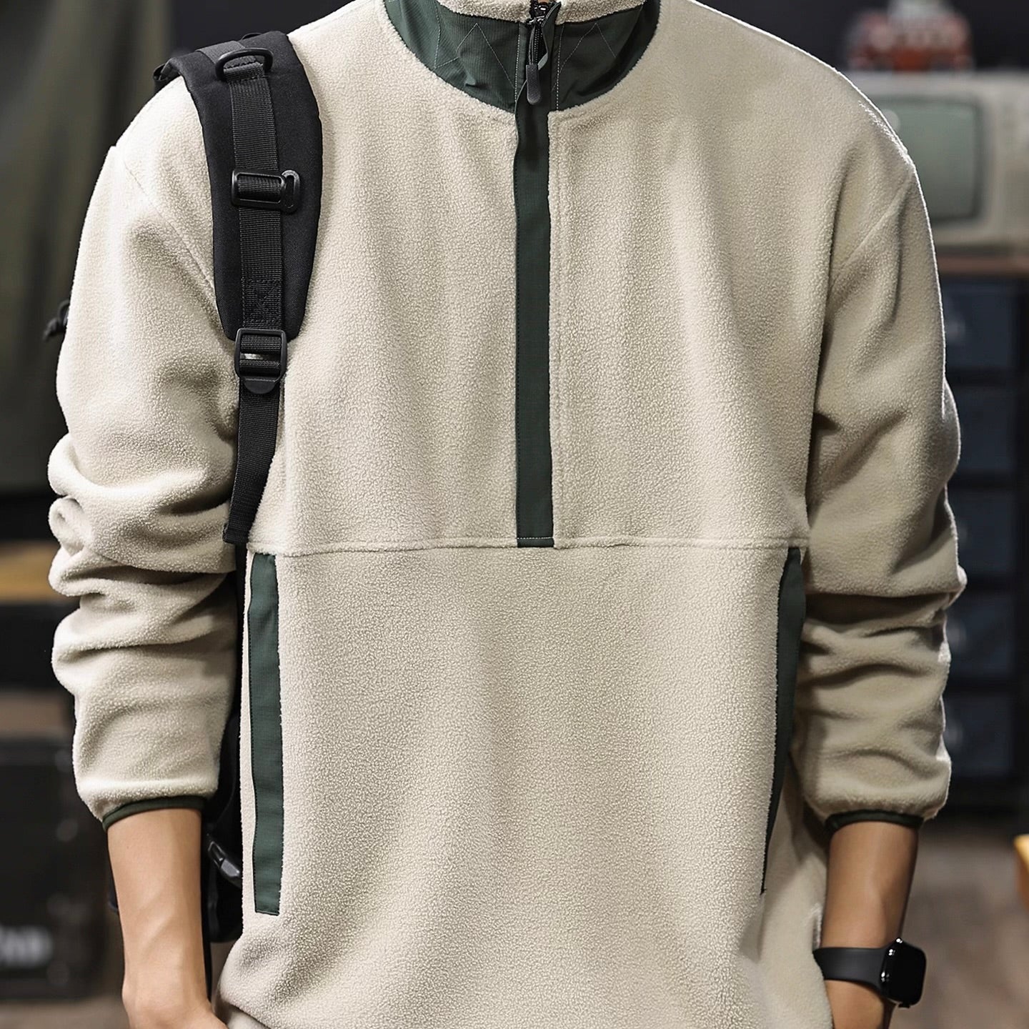 スタンドカラー ハーフジップ フリースジャケット（1Color）250901