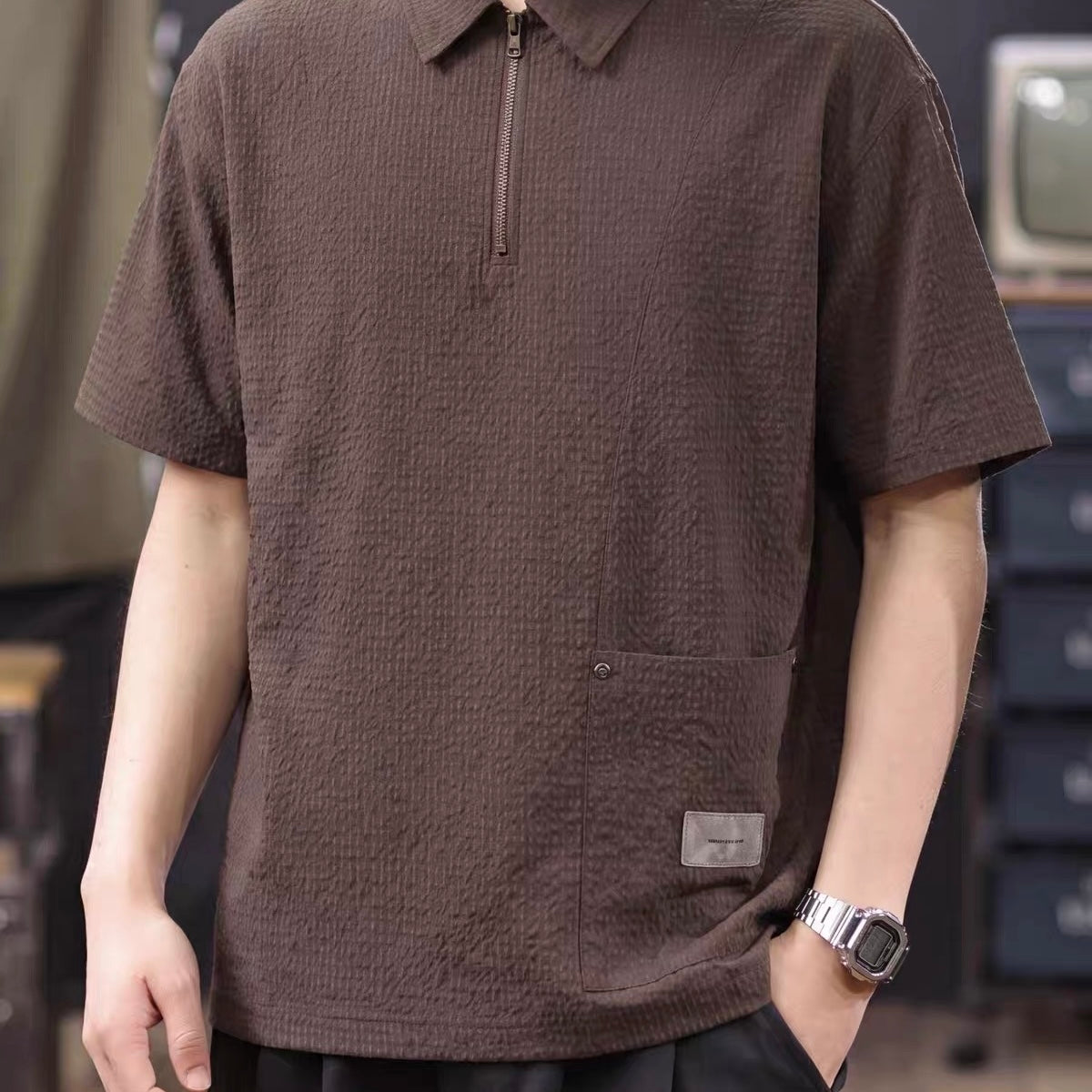 クール ハーフジップ 半袖ポロシャツ（3Colors）260573