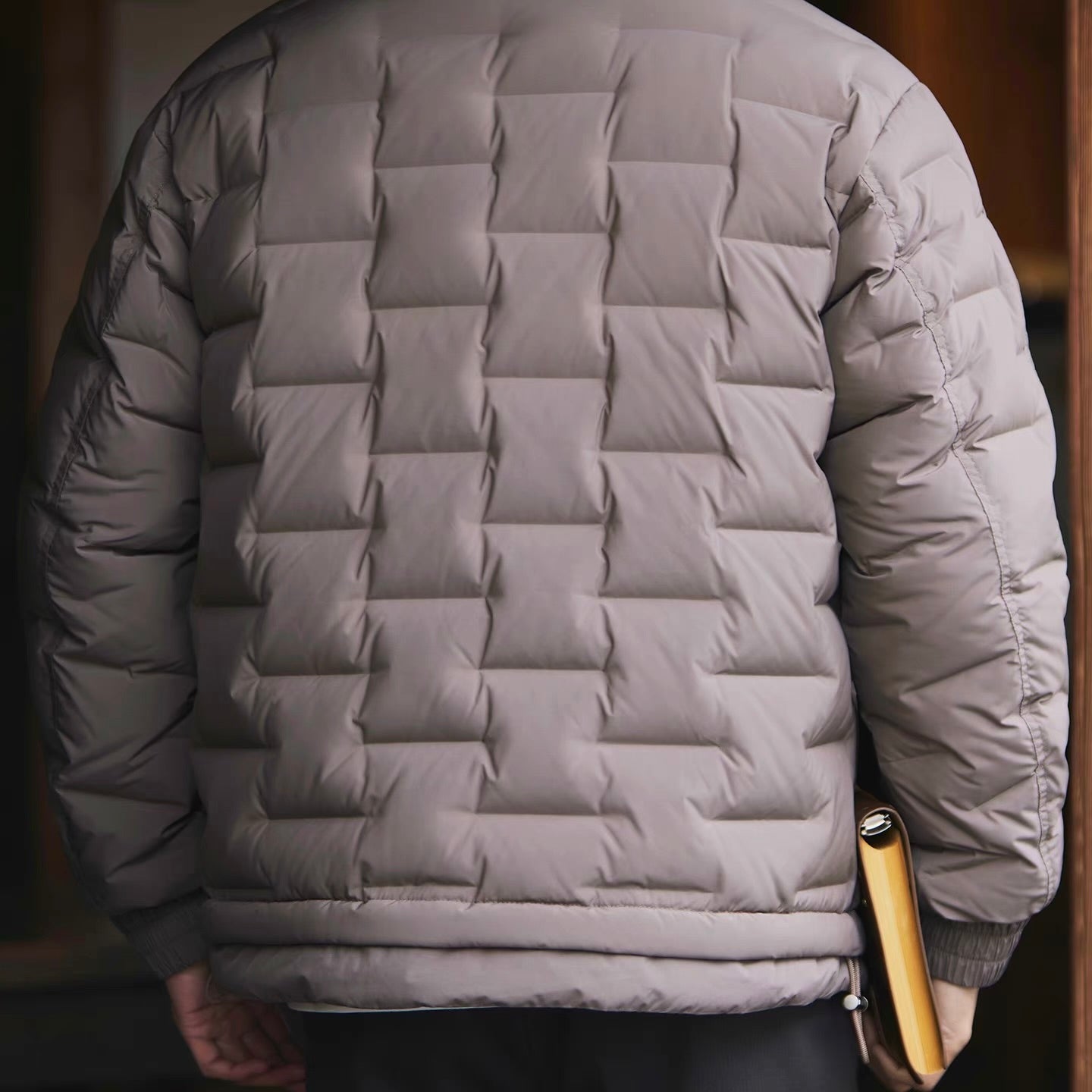 スクエア柄 襟付きダウンジャケット（2Colors）251024