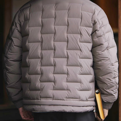 スクエア柄 襟付きダウンジャケット（2Colors）251024