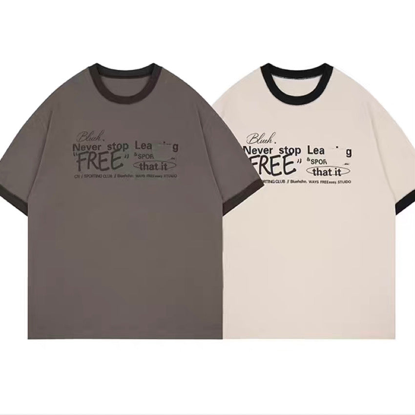 レトロ オーバーサイズ リンガーTシャツ（2Colors）240275 – Champyee (チャンピー) アウトドア系コーデショップ