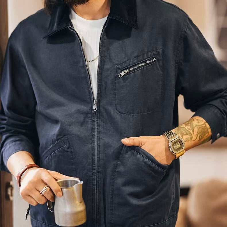 コーデュロイ襟 フルジップ ワークジャケット（1Color）260106