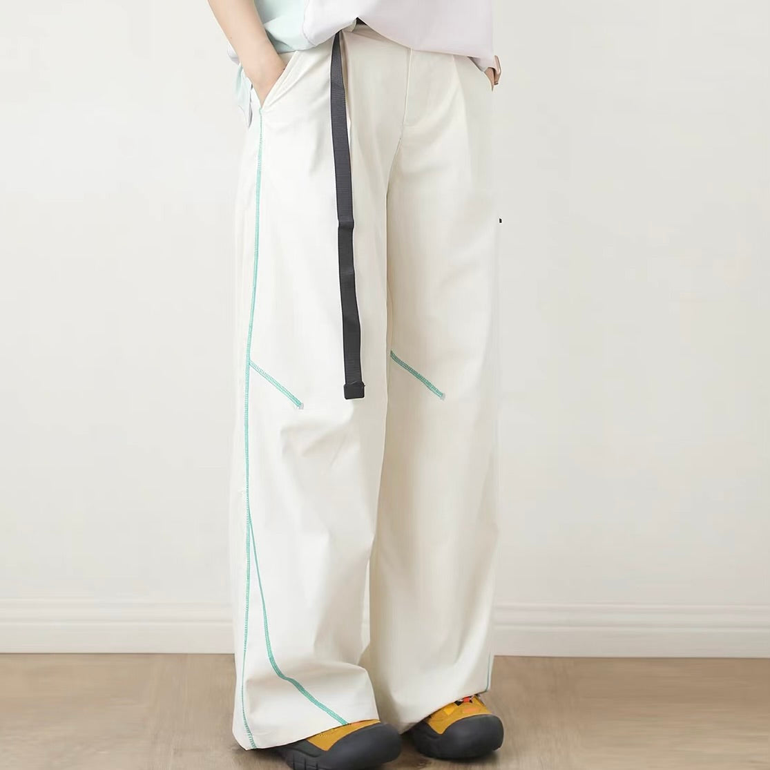 ロングベルト付 ステッチ ワイドパンツ（3Colors）260503