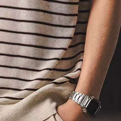 ボーダー 半袖ニットポロシャツ（2Colors）260252