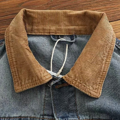 コーデュロイ襟 ウォッシュドデニムジャケット（1Color）240583