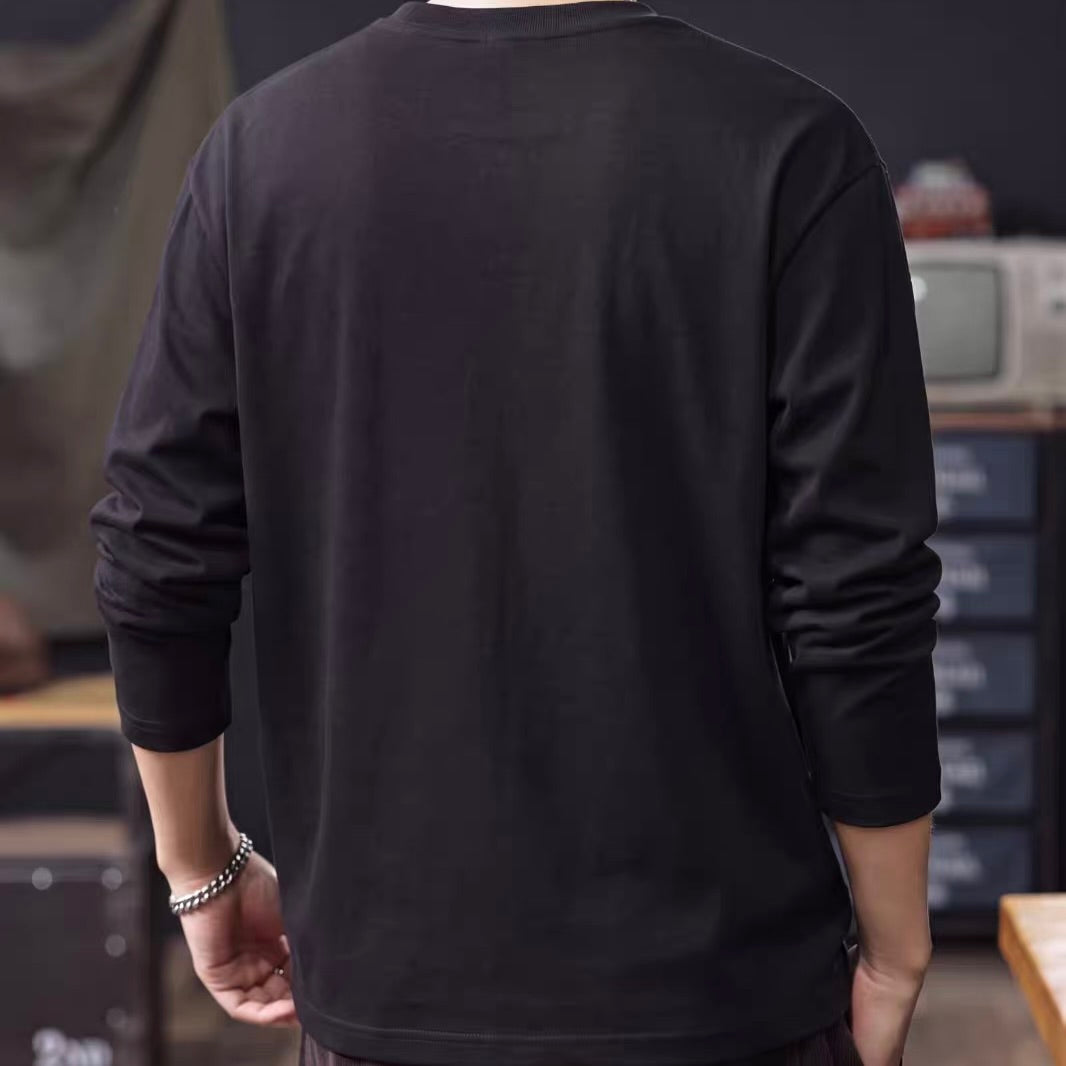 ワンポイント刺繍 シンプル 長袖Tシャツ（4Colors）260660
