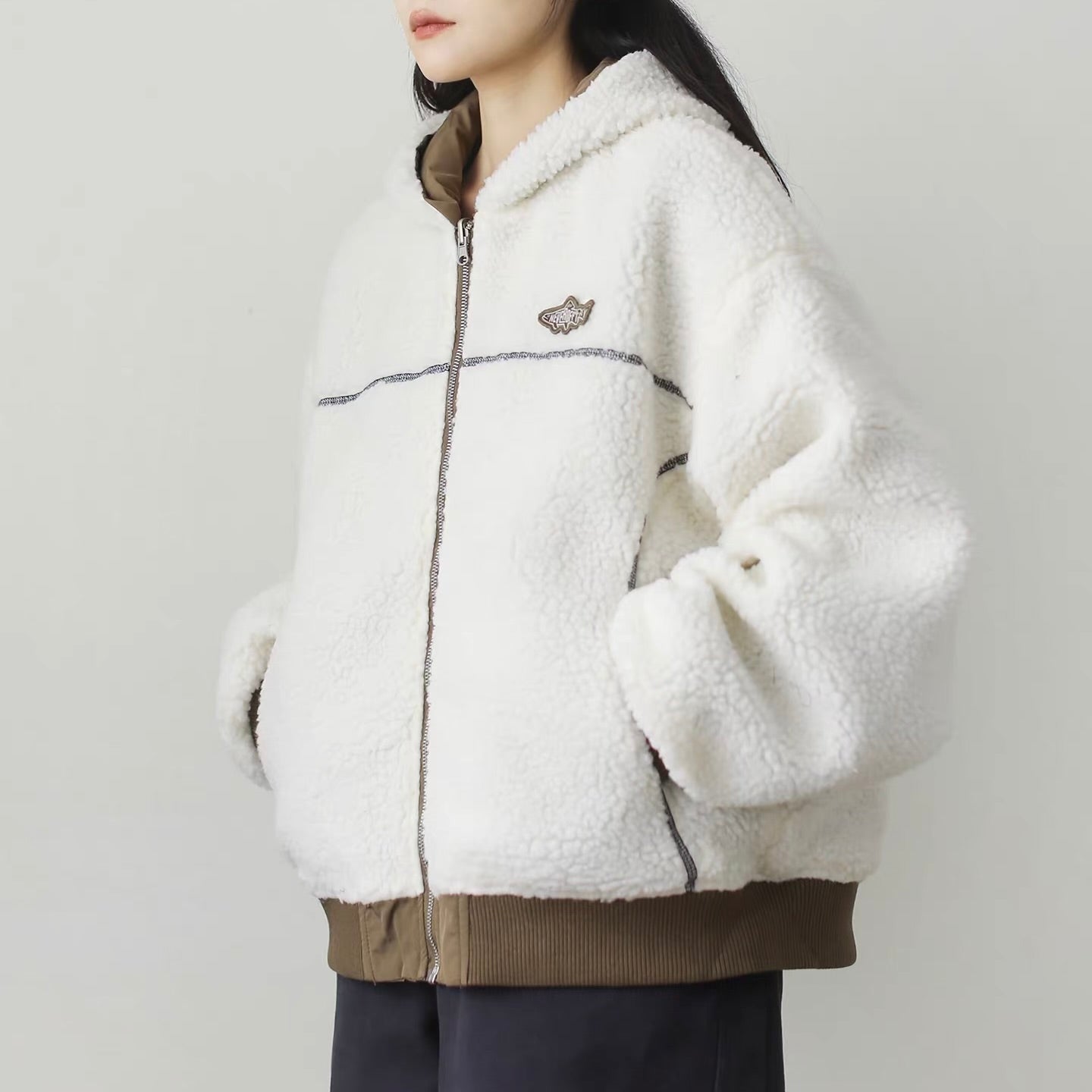 リバーシブル フード付ボアジャケット（2Colors）251053