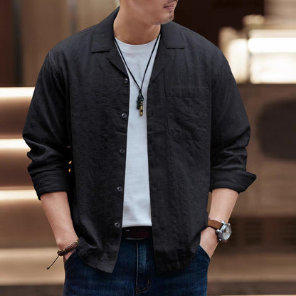 テクスチャー オープンカラー 長袖シャツ（3Colors）260217