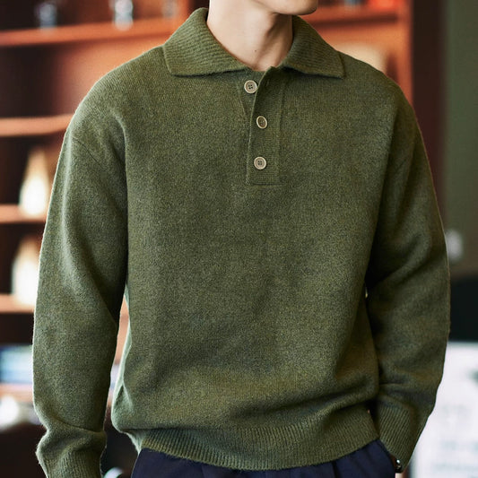 ヘビーウェイト ポロカラーセーター（3Colors）250908