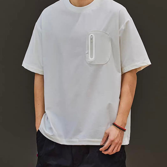 サイドジップ 胸ポケット付 半袖Tシャツ（3Colors）250332