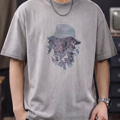 ウォッシュ加工 ハットモチーフ 半袖Tシャツ（3Colors）260526