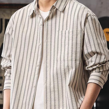ストライプ 長袖 レトロシャツ（2Colors）260173