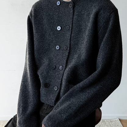 ダブルボタン デザインニットカーディガン（2Colors）250950