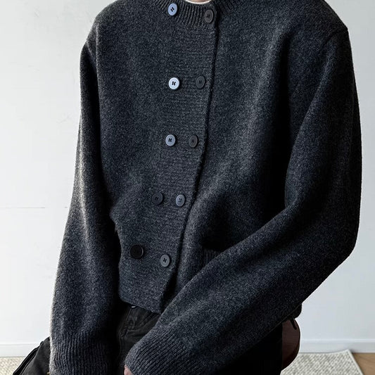 ダブルボタン デザインニットカーディガン（2Colors）250950
