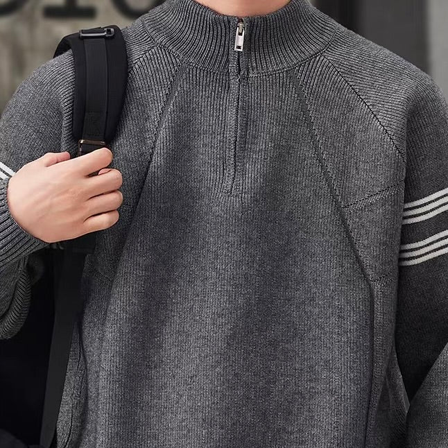 ラインデザイン ハーフジップ セーター（3Colors）251078