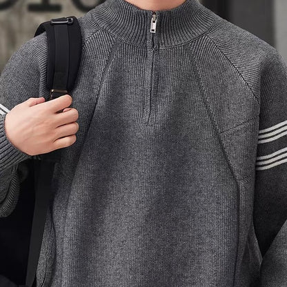 ラインデザイン ハーフジップ セーター（3Colors）251078