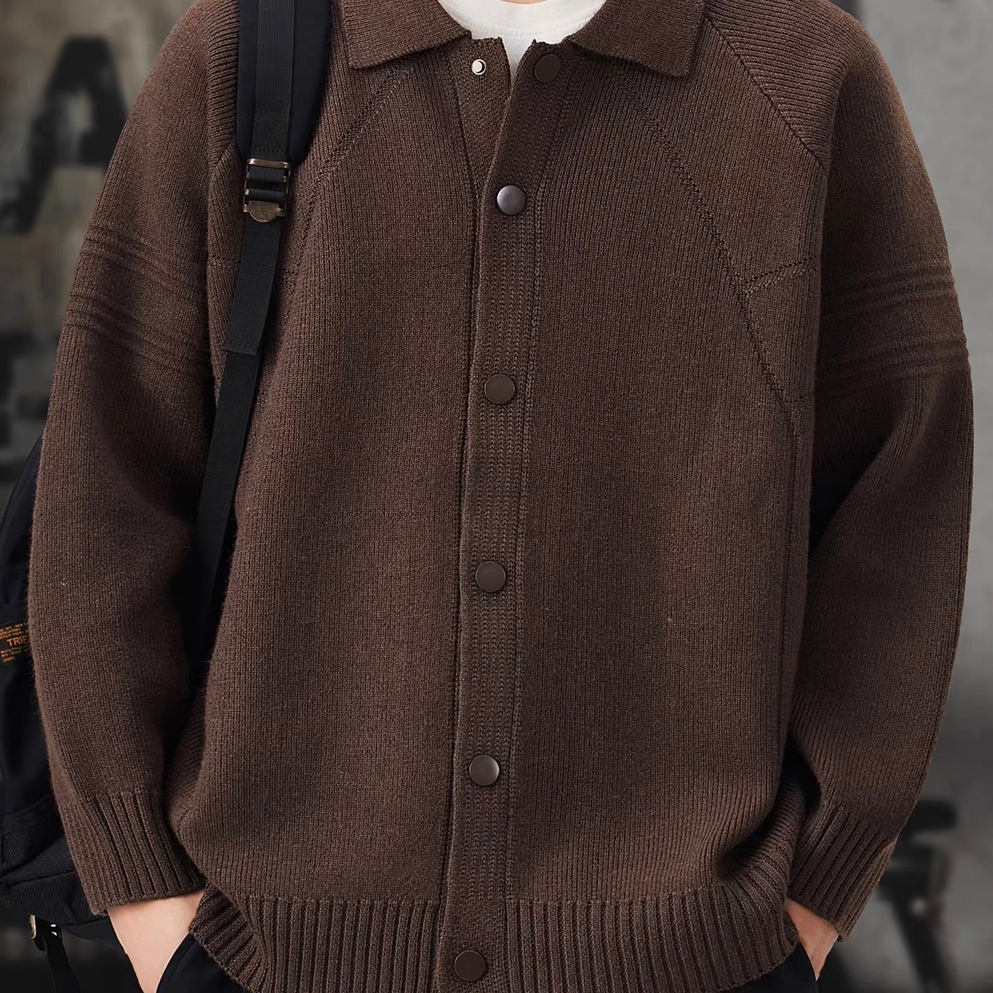 襟付き シンプル ニットカーディガン（3Colors）251072