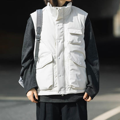 マルチポケット付 スタンドカラーダウンベスト（2Colors）251029