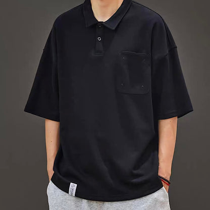 ステッチ オーバーサイズ シンプルポロシャツ（2Colors）250542