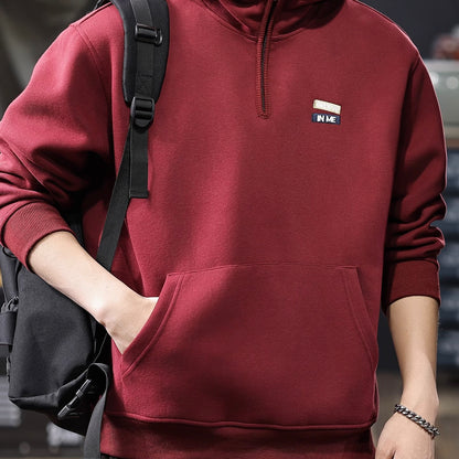 ワンポイントロゴ ハーフジップ フーディー（4Colors）251007