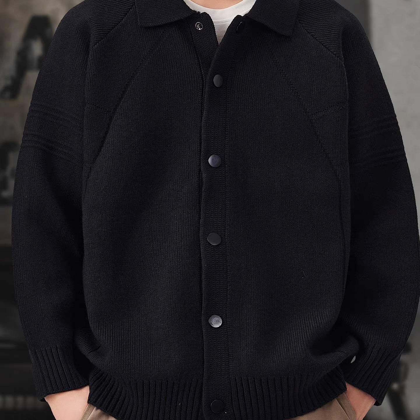 襟付き シンプル ニットカーディガン（3Colors）251072