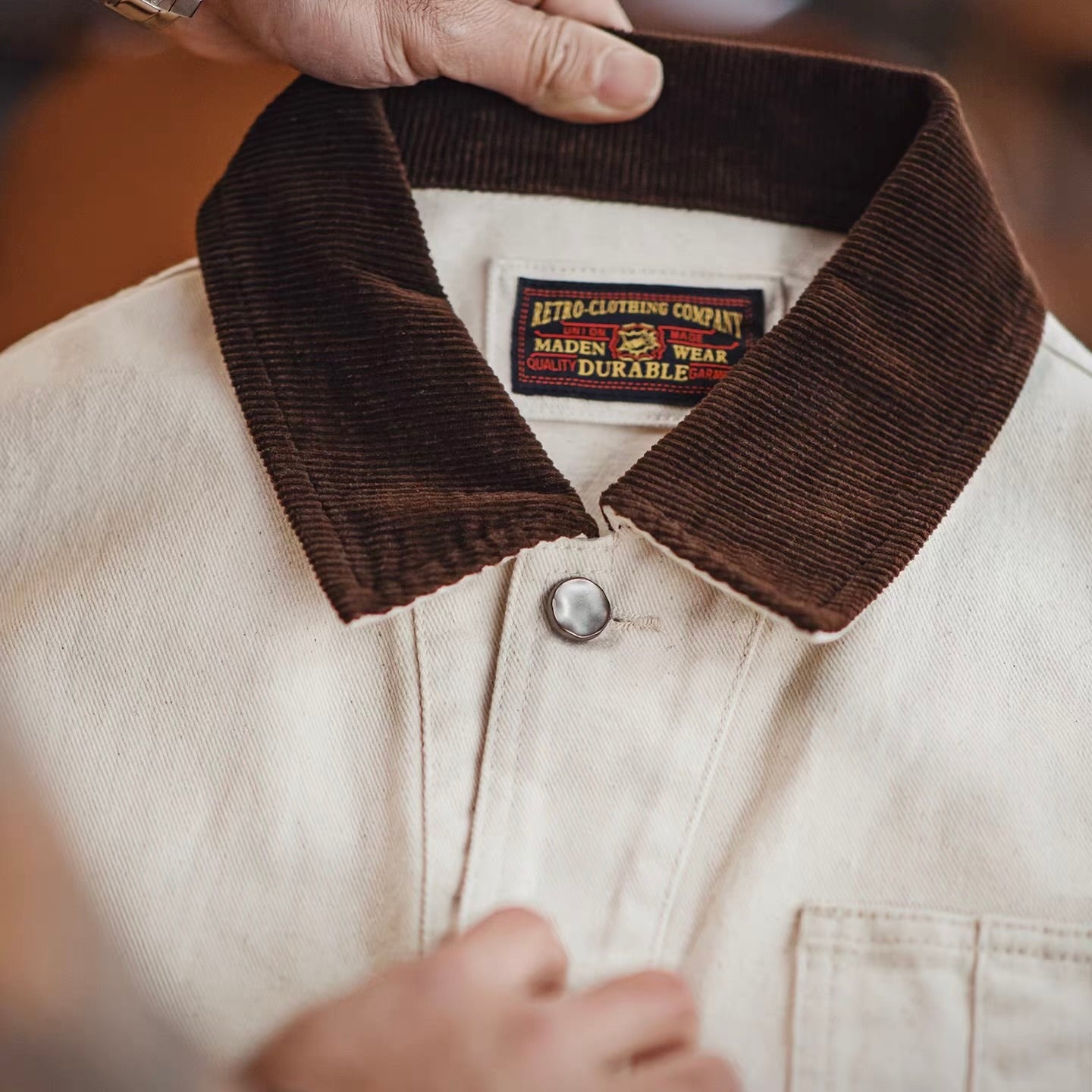 コーデュロイ襟 ホワイト ワークジャケット（1Color）260088