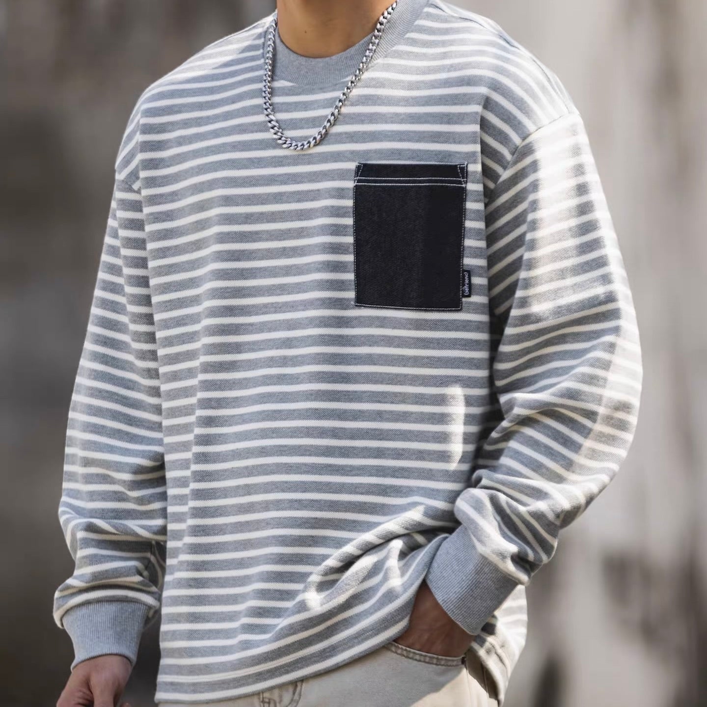 パッチポケット付 ボーダー プルオーバー（2Colors）260122