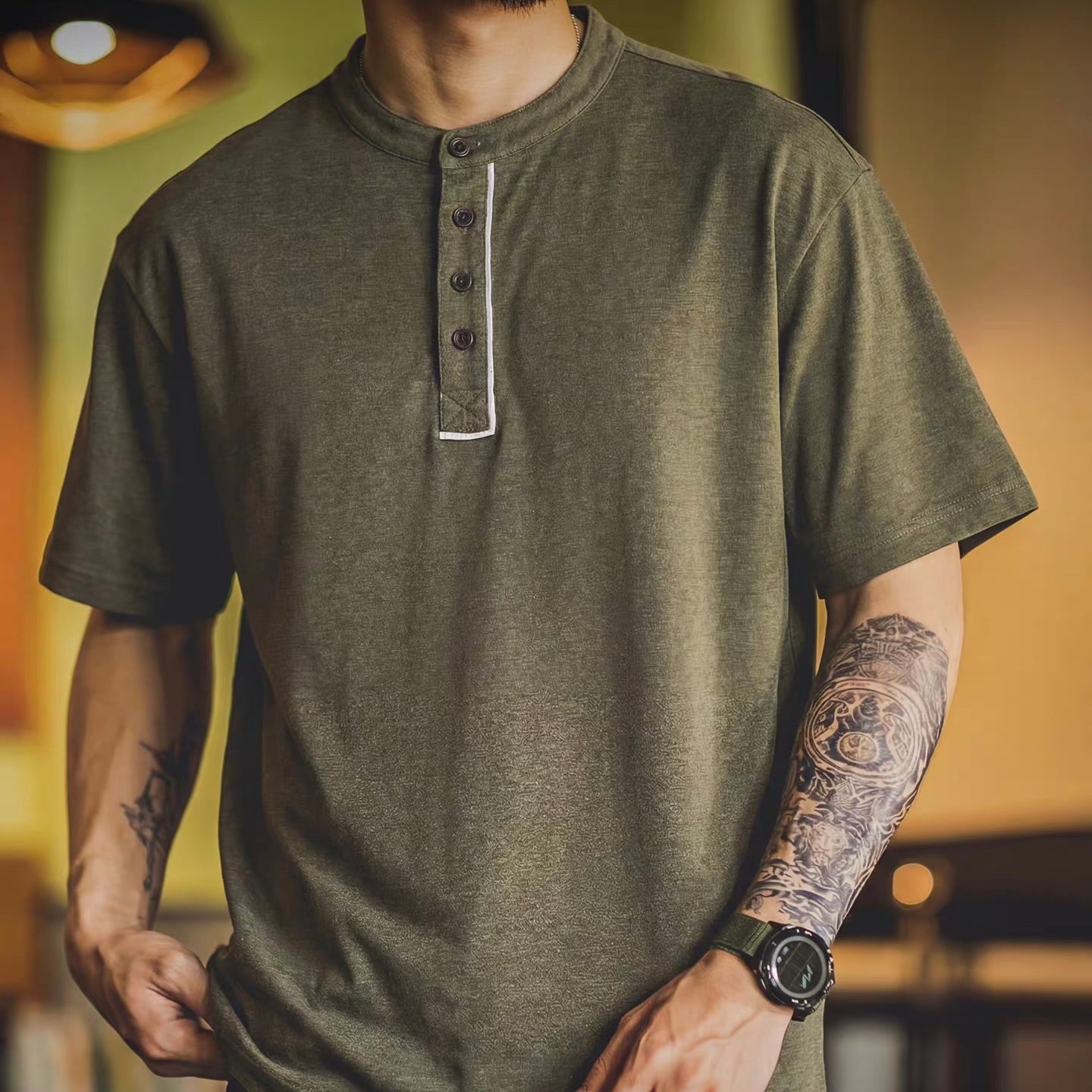 アクセントカラー ヘンリーネックTシャツ（1Color）260327