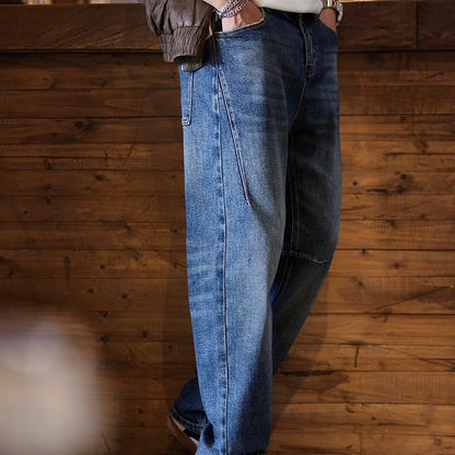 立体ステッチ ウォッシュド デニムパンツ（1Color）250917