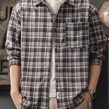 胸ポケット付 レトロチェックシャツ（2Colors）260175