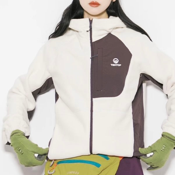 ワンポイントカラー フード付フリースジャケット（3Colors）250939