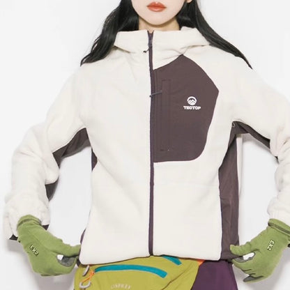 ワンポイントカラー フード付フリースジャケット（3Colors）250939