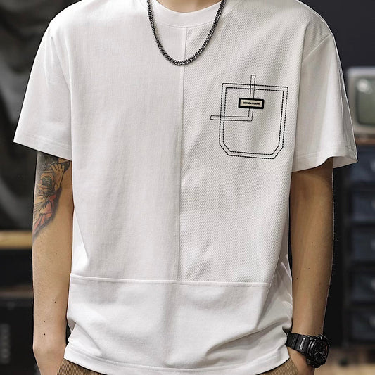 パッチワーク ステッチ入りTシャツ（3Colors）250511